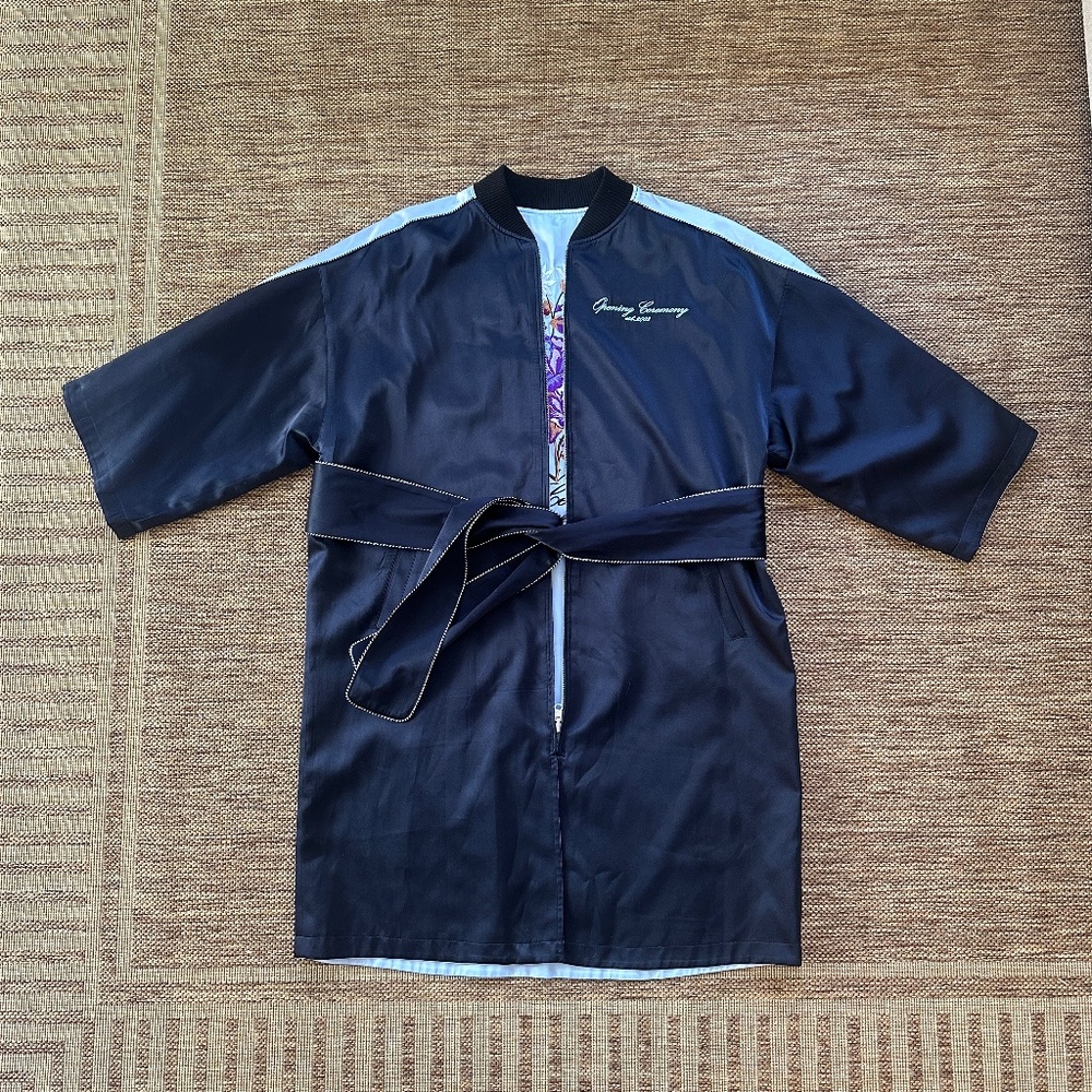 Opening Ceremony Souvenir Satin Bomber Belted Kimono Embroidered Floral Medium